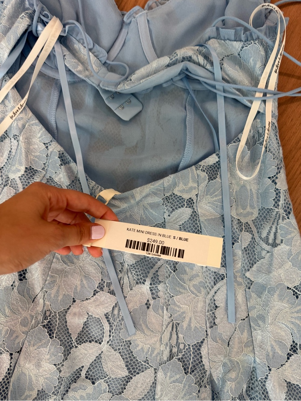 For Love And Lemons Light Blue Lace Mini Dress - Picture 3 of 3